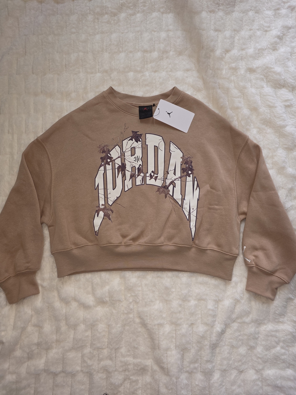 Jordan Men’s Crewneck Sweatshirt - Taupe with White Graphic